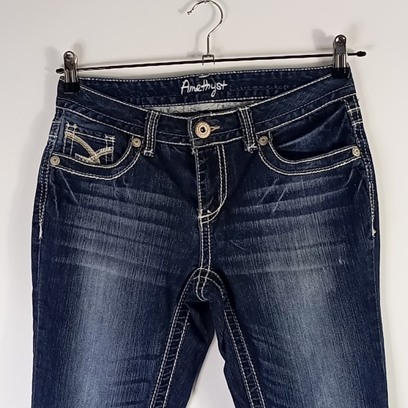 Amethyst Jeans Denim - Amethyst Distressed Faded Skinny Jeans Size 7